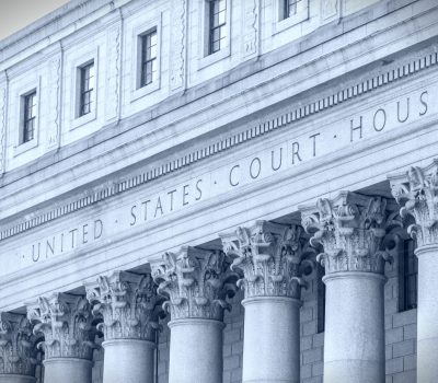 United States Court House. Courthouse facade with columns, lower Manhattan New York USA